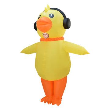 Listen to Music Duckling Inflatable Costume High Quality Fun Party Look Yellow Halloween Suit Becostume